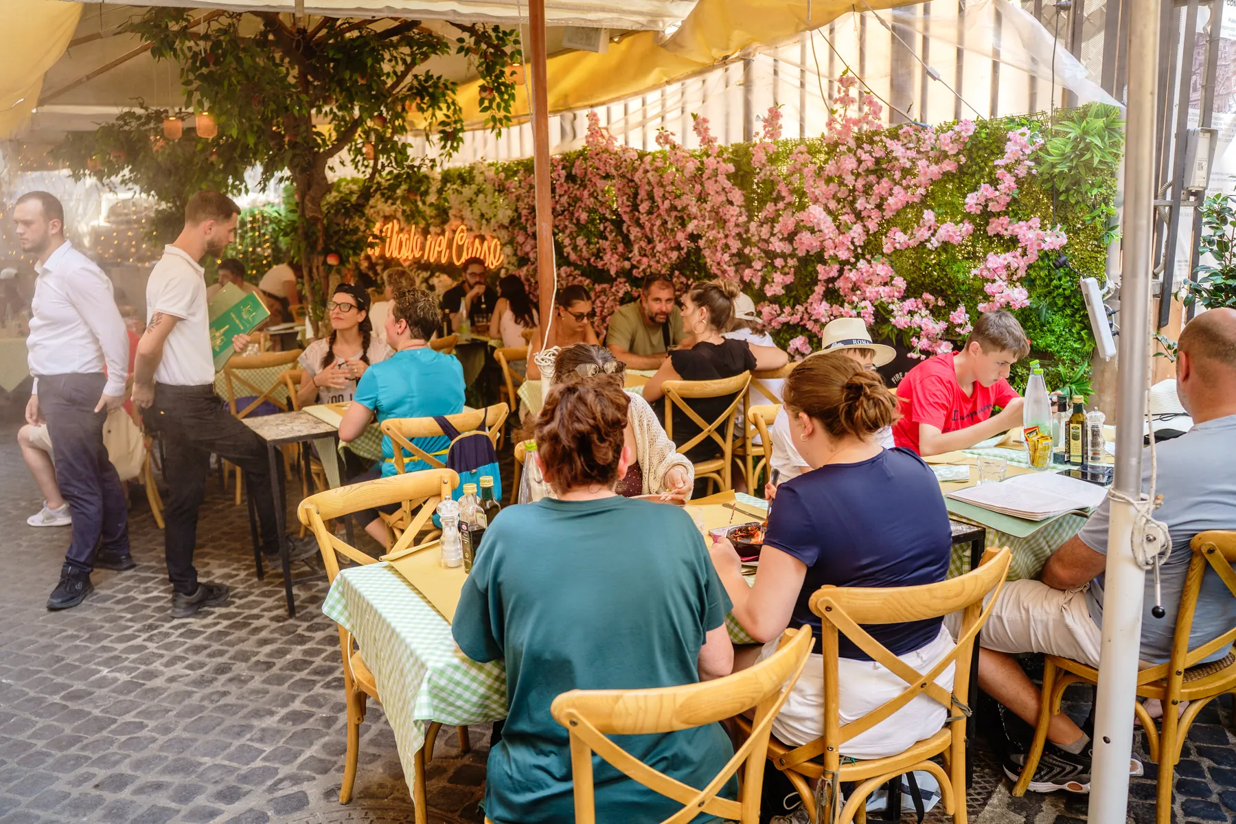 Tables outside in the alley