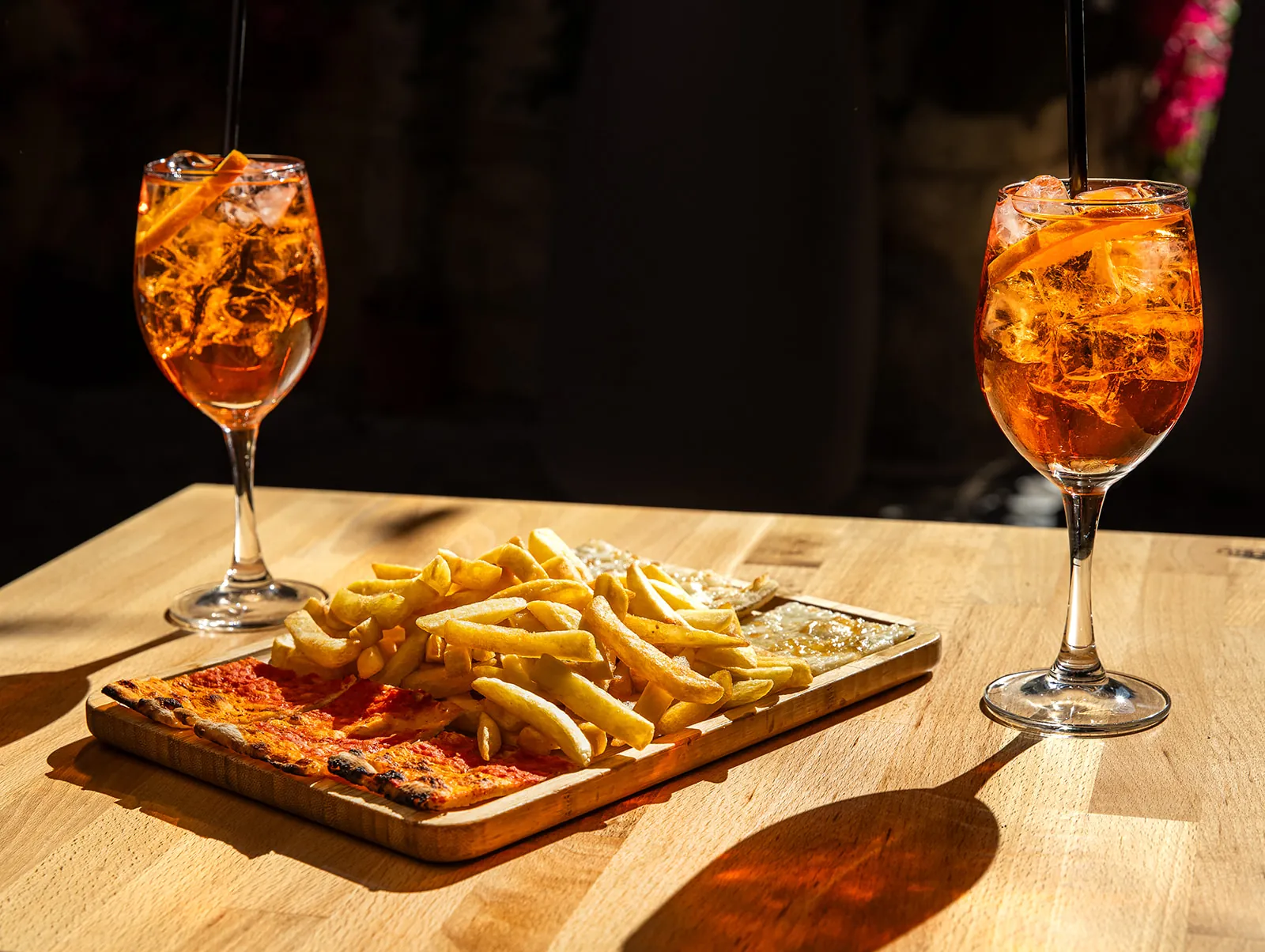 Two spritz and a sharing board